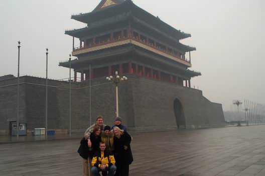From the right top: Me, Jens ge, Susanne, Thomas, Sabine and Klaus in front of the Qianmen gate very near the mausoleum with the remaining pieces of Mao Zedong.