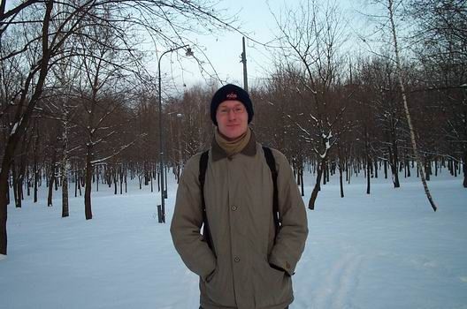 Me taking a work with Marina in the Victory Park. As you can see there's a lot of snow that day, but what you can't see is that it is extremely cold. Around minus 14 C as I can remember. The obelisk you can see behind me is 142 meters tall - things have to be big in Russia!