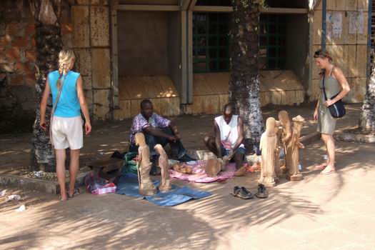 On one of the last days in Bissau I went souvenir shopping with Marie (left) and Karen (right) to buy nice wooden figures. We had a good time bargaining with the locals in the heat. A small tip for your next trip to Bissau is that you can approximately get the wooden souvenirs for a bit less than half the price they are asking (without "killing" them and their family).